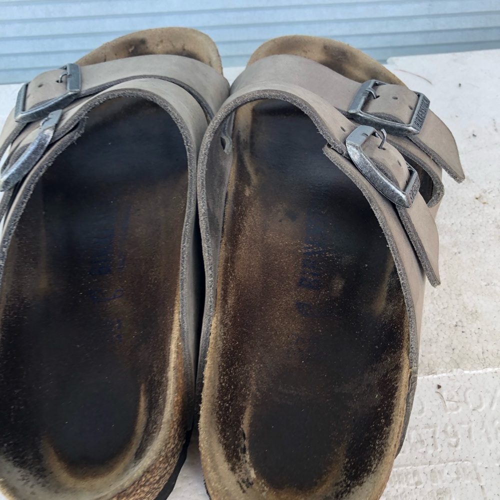 Birkenstock Arizona Two Strap Vegan Sandals Dust Grey Taupe Mens 6Womens 8 - Picture 13 of 15